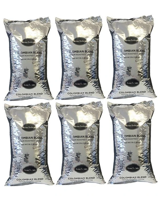 Farmer Brothers Colombian Blend Coffee Bean (6 Bags/5 Lbs Ea.)
