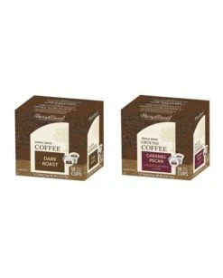 Harry & David Coffee Combo, Dark Roast, Caramel Pecan 2/18 Ct Boxes