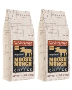 Harry & David Moose Munch Milk Chocolate Peanut Butter Ground Gourmet Coffee 2 Bags