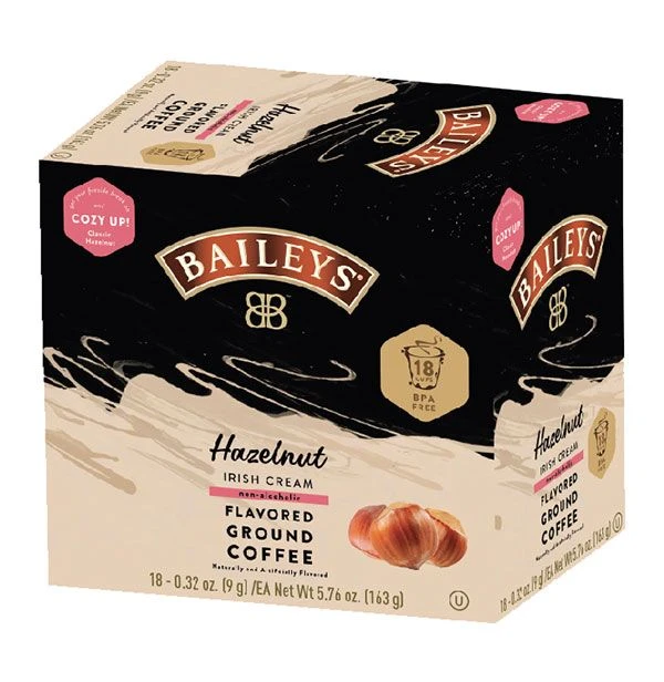 Baileys Bailey's, Hazelnut Irish Cream Flavored Coffee, 18 Single Serve Cups