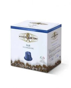 Miscela D'Oro Nespresso Compatible Capsules, Blue (Decaf), 10/10 Ct