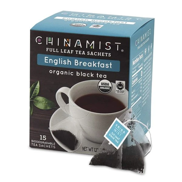 China Mist - English Breakfast Organic Black Full Leaf Tea Sachet, 2 Boxes 15 Count Each - Biodegradable And Individually Wrapped - Image 4