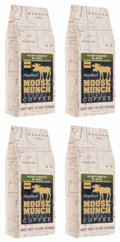 Harry & David Northwest Blend Moose Munch Ground Coffee - 4 Bags (12 Oz Each)
