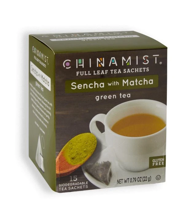 China Mist Sencha With Matcha Organic Green Full Leaf Tea Sachet, 6 Boxes 15 Count Each - Image 2